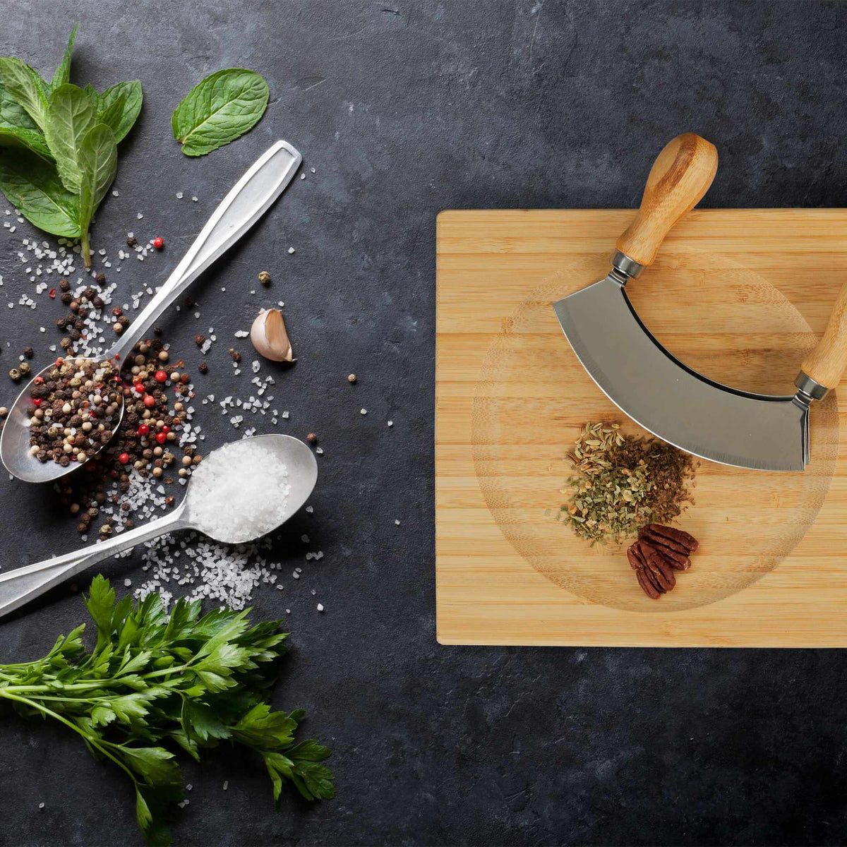 Double coated chopping knife with board