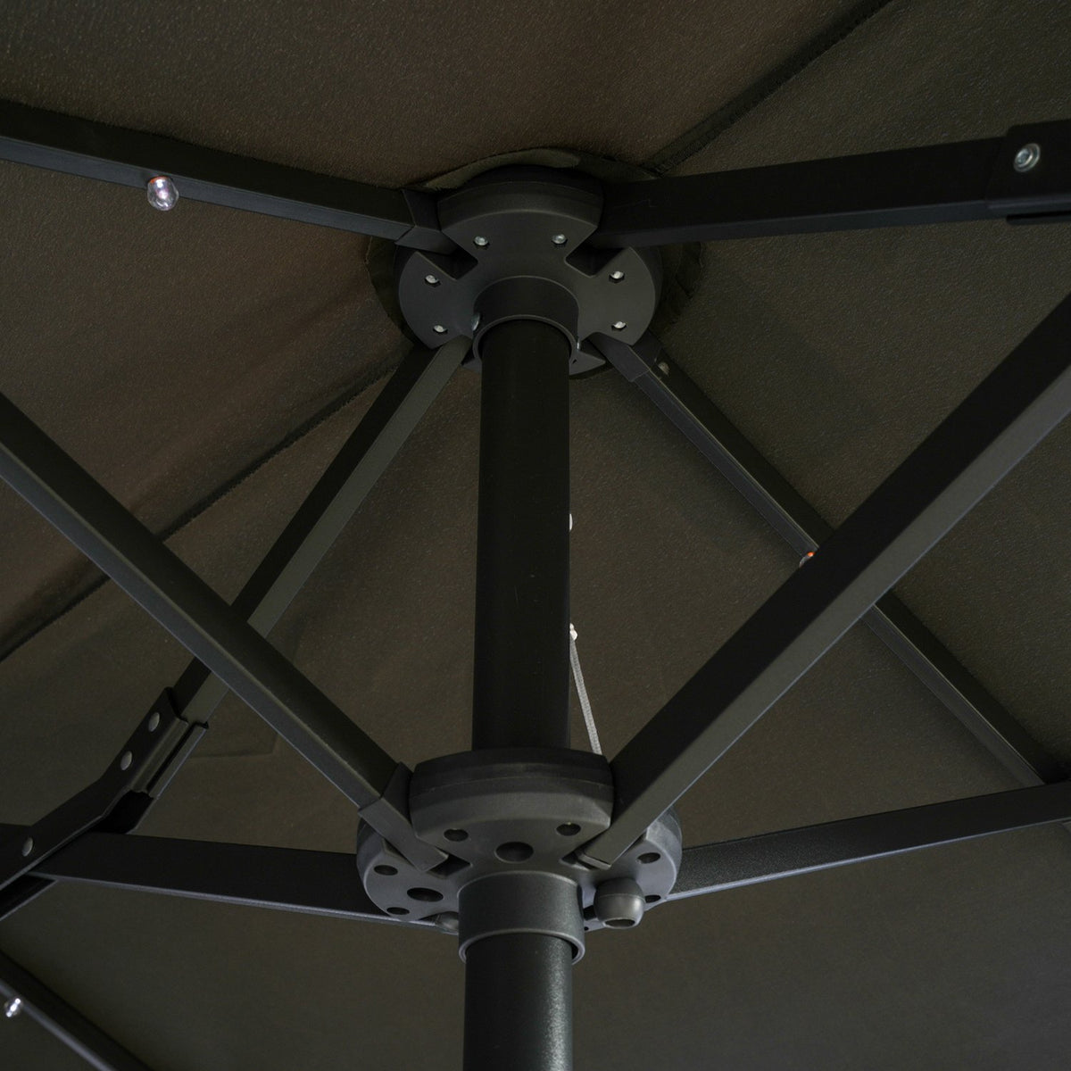 Double parasol, 295 x 219cm, parasol with LED, oval, garden parasol, windproof, stable, market parasol with adjustable tilt angle for terrace, pool, polyester, steel, dark gray |