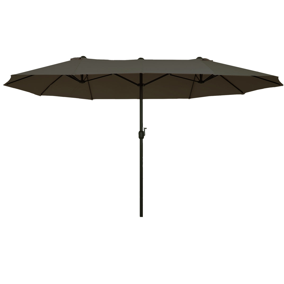 Double parasol garden umbrella with hand crank, grey, oval, 460 x 270 x 240 cm