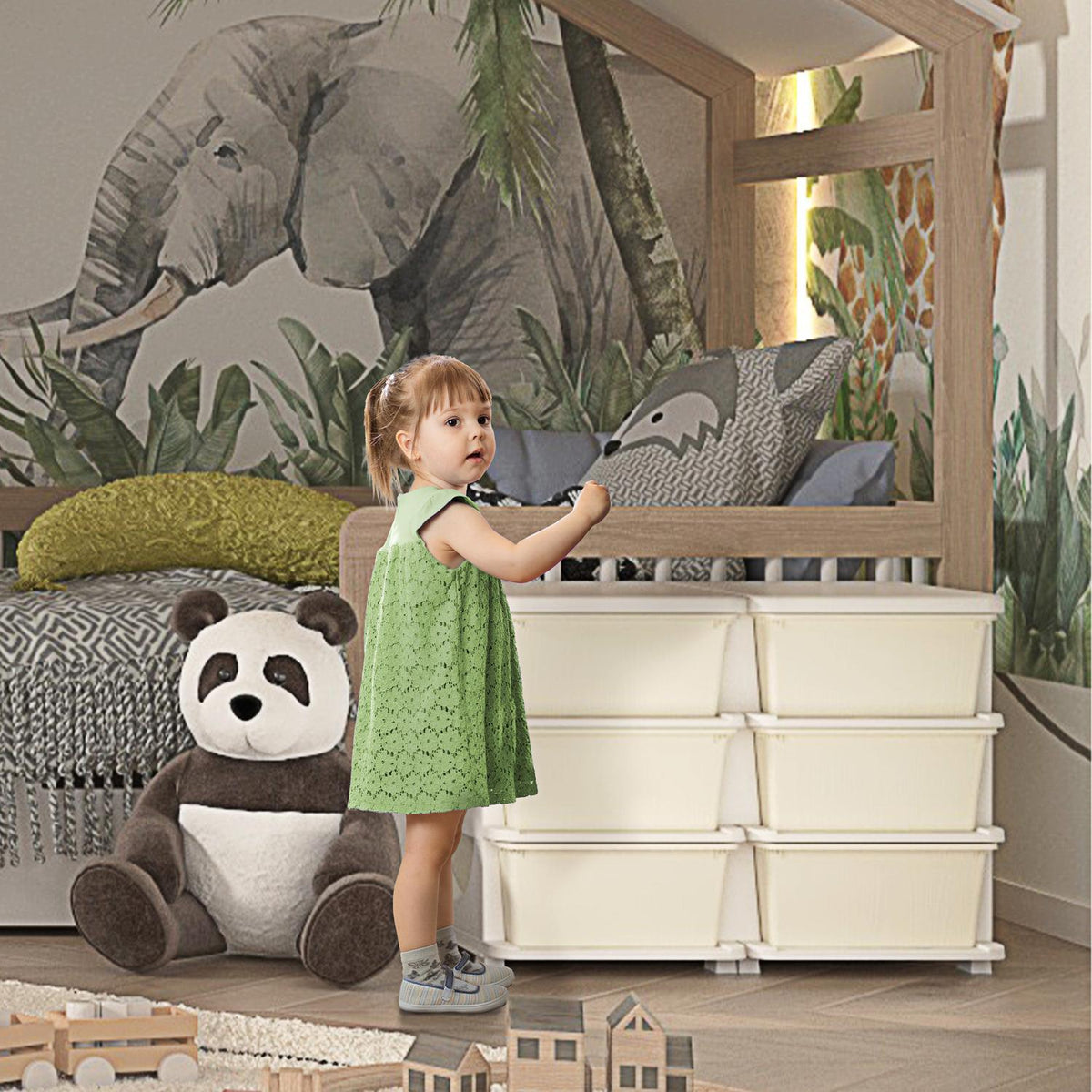 Drawer Cabinet For Children Storage Boxes With 6 Levels, Toy Box Toy Organizer Children'S Furniture For 3-6 Years Children Cream