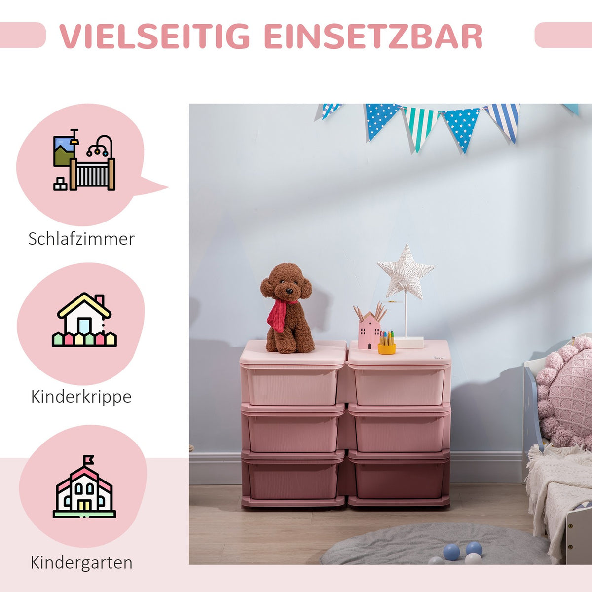 Drawer Cabinet For Kids Storage Boxes With 6 Tiers Toy Organizer For 3-6 Years Kids