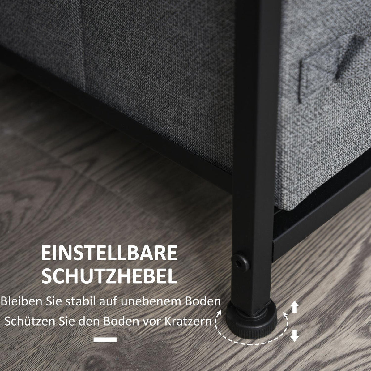 Drawer Cabinet Storage Cabinet 7 Foldable Fabric Drawers Metal Frame Wood Look Non-Woven Fabric Gray 63.5X30X71Cm