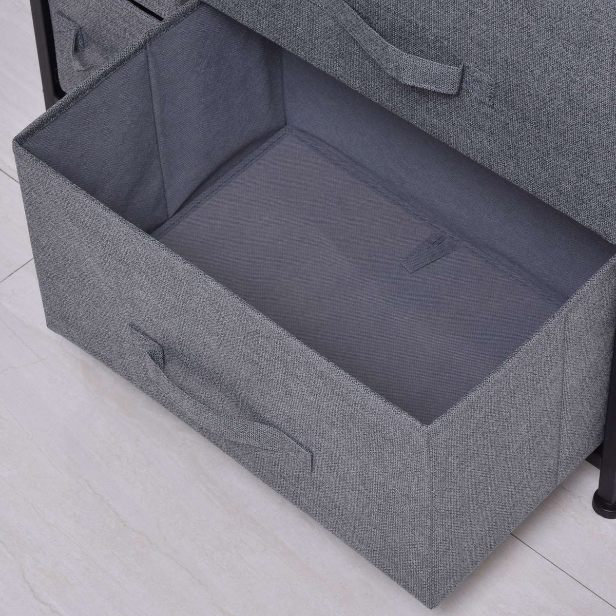 Drawer Cabinet Storage Cabinet 7 Foldable Fabric Drawers Metal Frame Wood Look Non-Woven Fabric Gray 63.5X30X71Cm