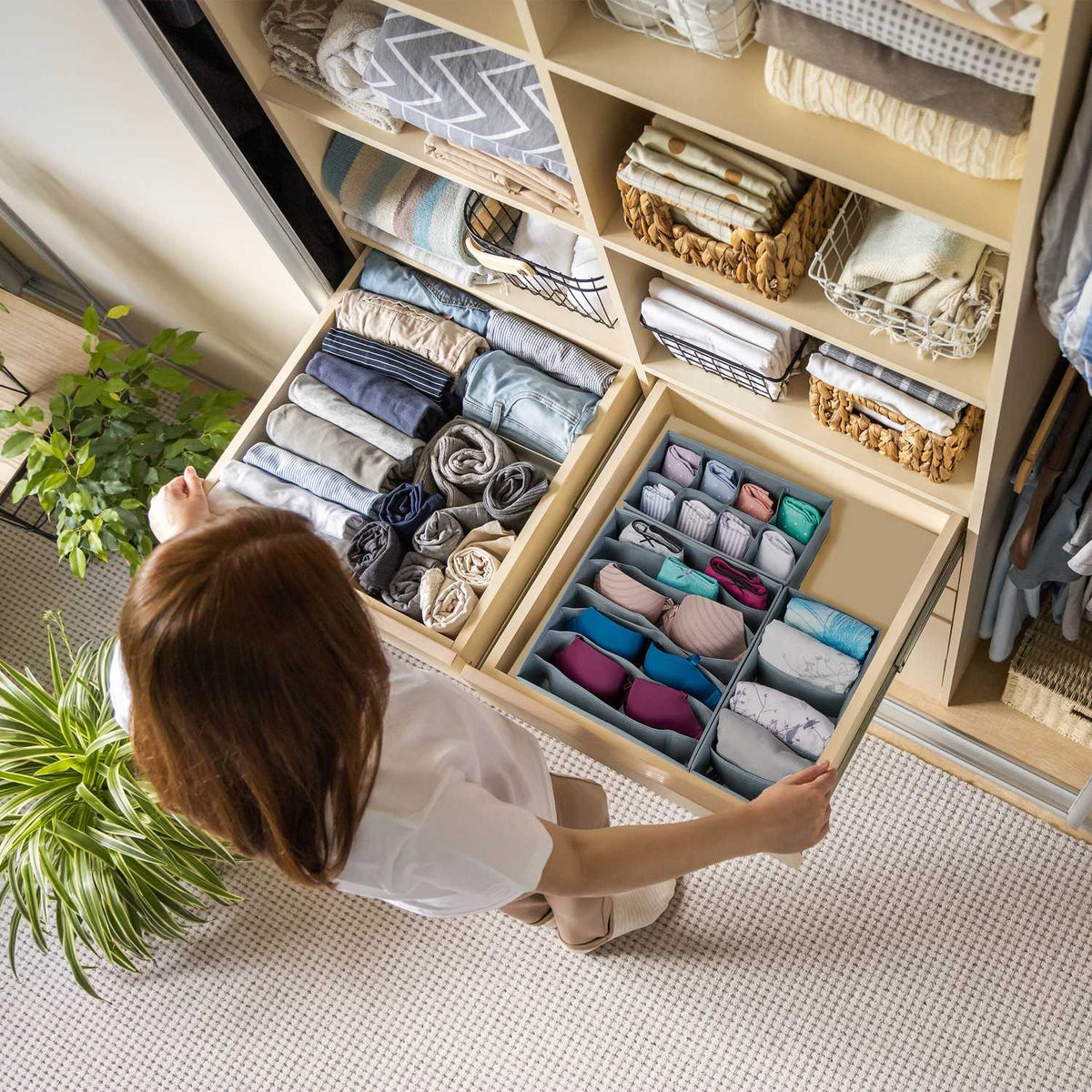 Drawer Organiser Set – 4-Piece Fabric Storage Boxes