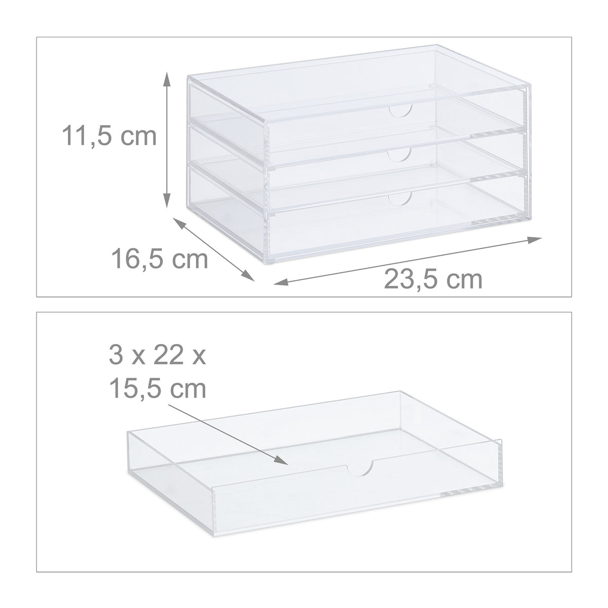 Drawer box in acrylic