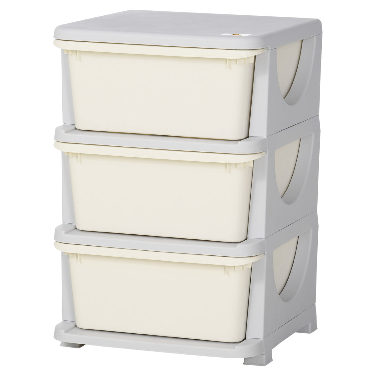 Drawer cabinet for children with storage space, storage boxes, toy organizer, toy box, three levels for children's rooms, 3-6 years, children's furniture, cream white, 37 x 37 x 56.5 cm