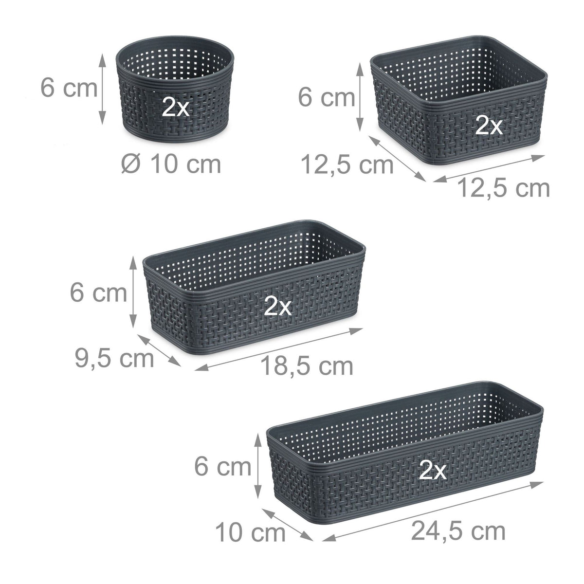 Drawer organizer in the 10-piece set