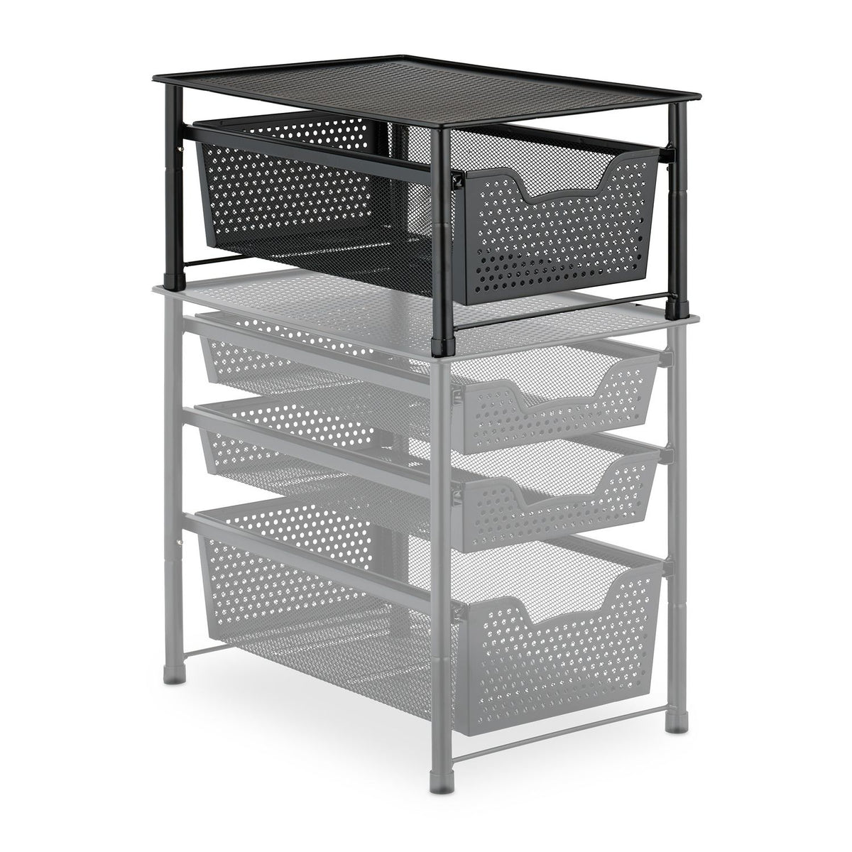 Drawer shelf with pull-out basket