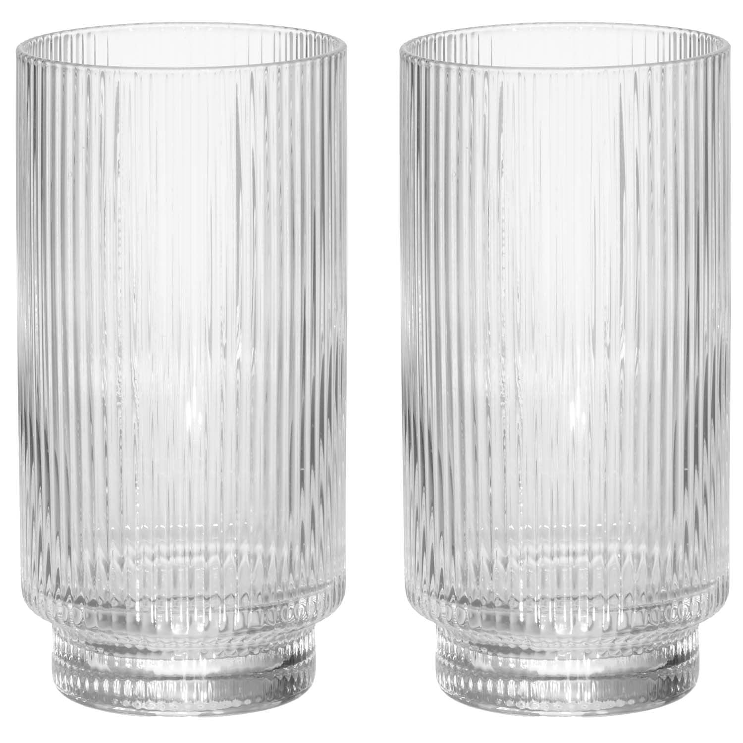 Drinking Glasses, Ribbed Clear Glass, 49 cl, 2-Pack