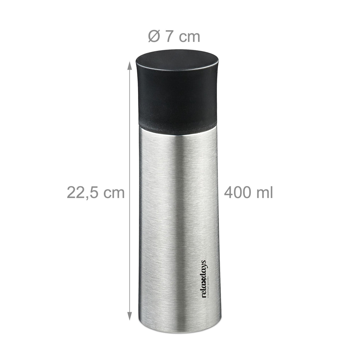 Drinking bottle in stainless steel 400 ml with cup