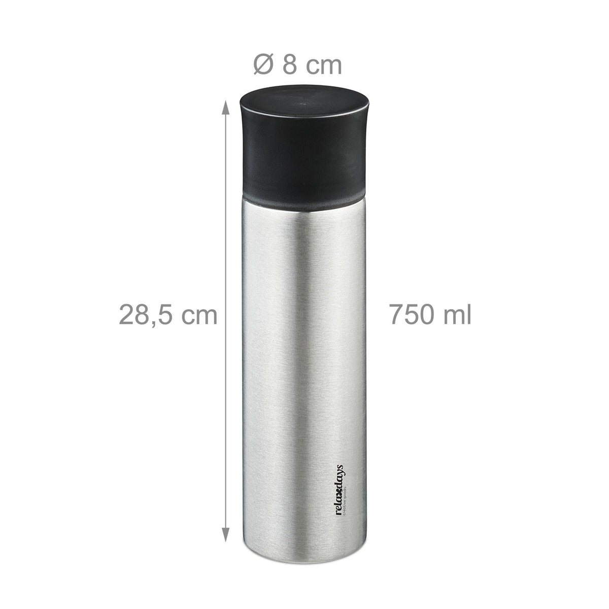 Drinking bottle in stainless steel 750 ml with cup