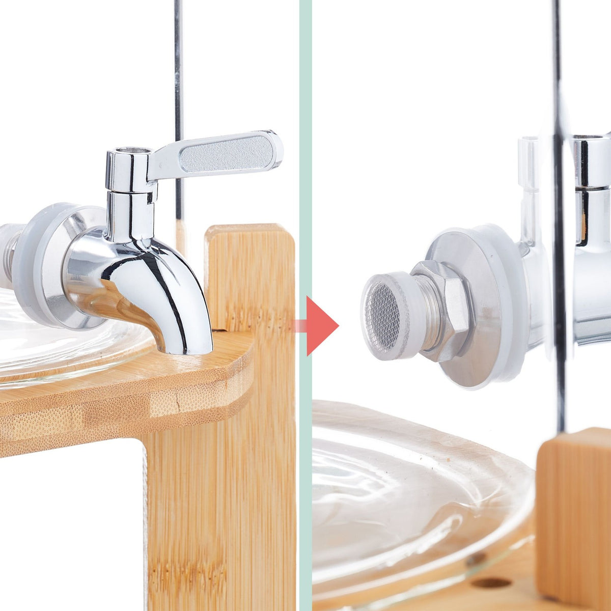 Drinks Dispenser with Tap, Bamboo Stand, Thermometer