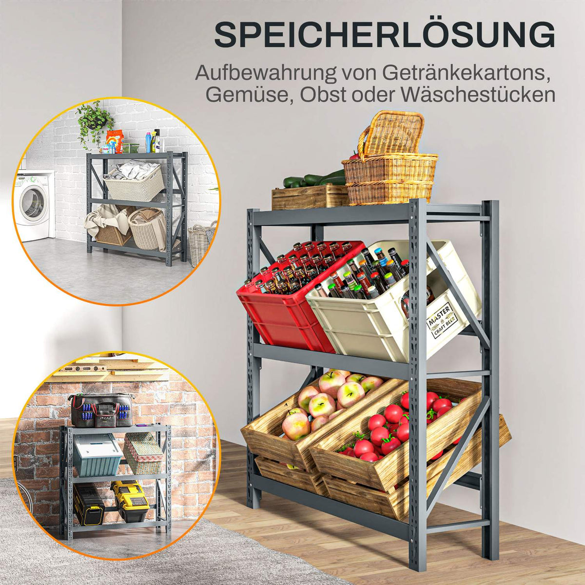 Drinks crate rack for 6 crates, 110 x 30 x 110 cm, free-standing drinks rack with adjustable shelf height, crate rack with tip protection