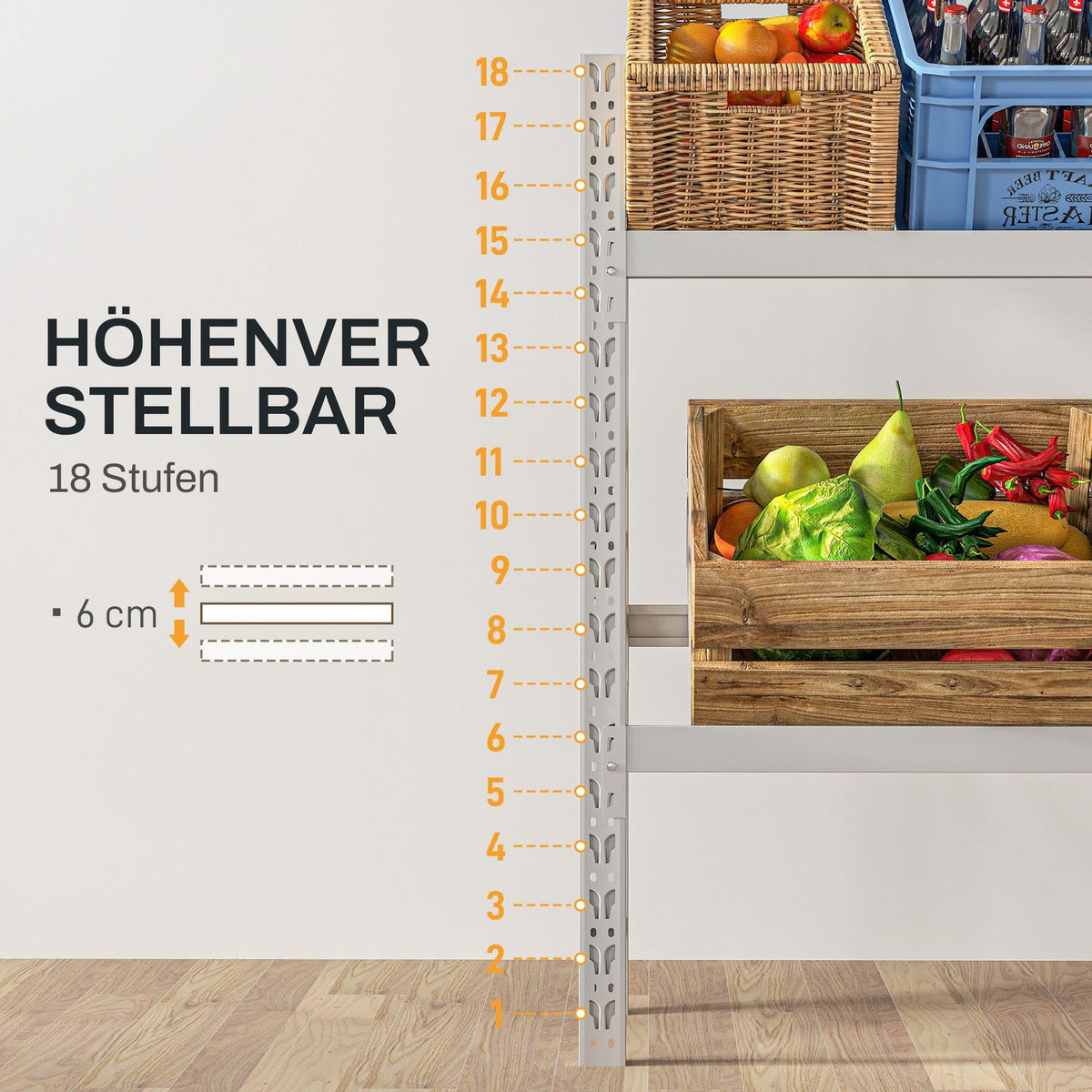 Drinks crate rack for 6 crates, free-standing drinks rack with adjustable shelf height, 110 x 30 x 110 cm, steel