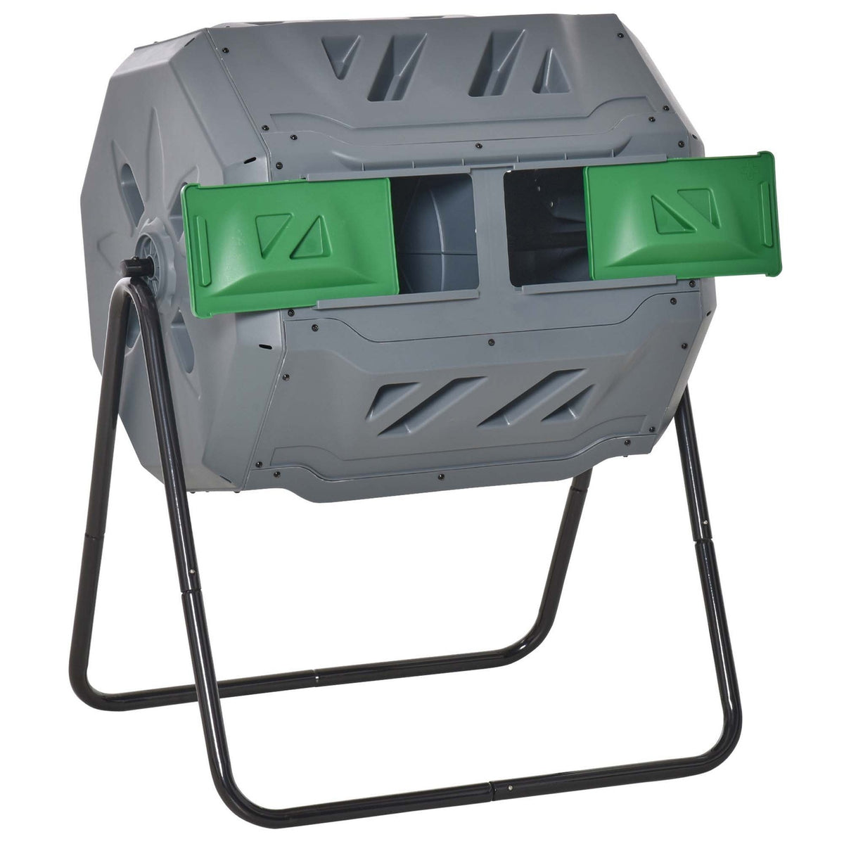 Drum Composter 160L Garden Composter With 2 Chambers Rotating Organic Waste Gray Efficient & Robust