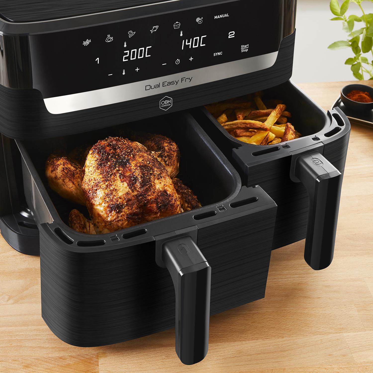 Dual Basket Air Fryer 8.3 L, 8 Presets, Black