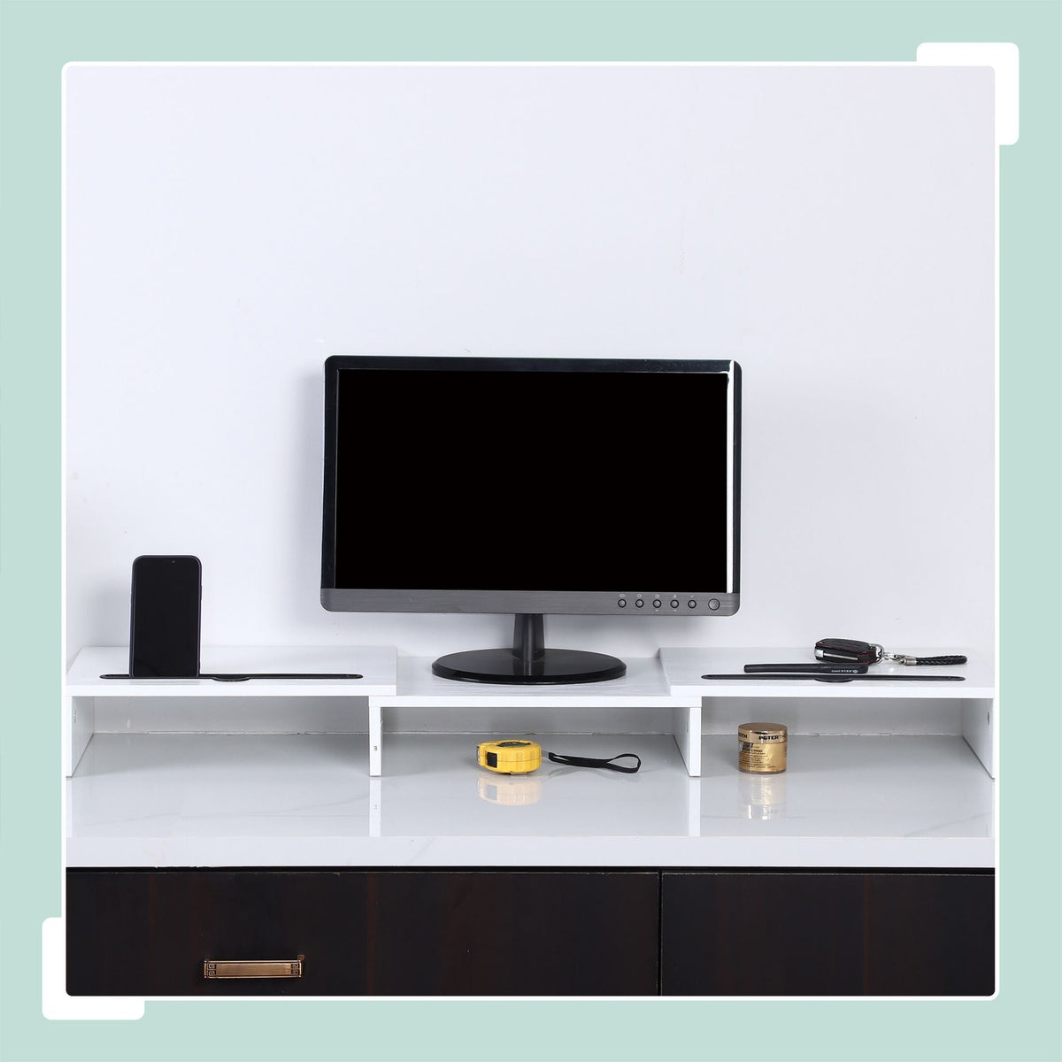 Dual Monitor Stand, Adjustable Height, White