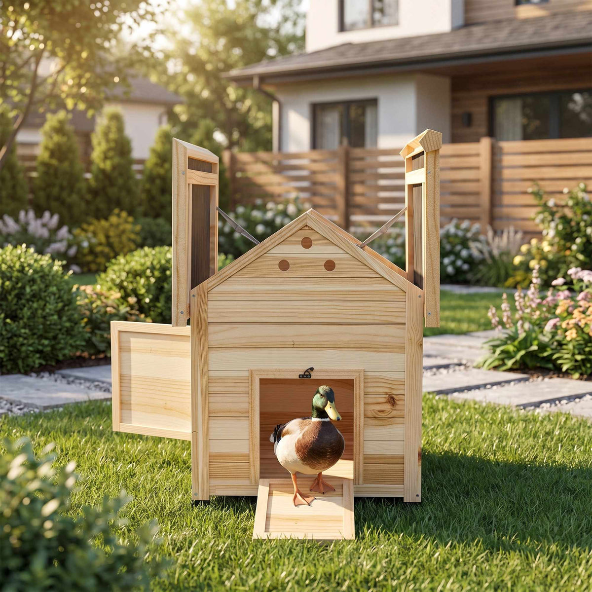 Duck House, Weatherproof, Two Entrances, 78 x 90 x 92 cm