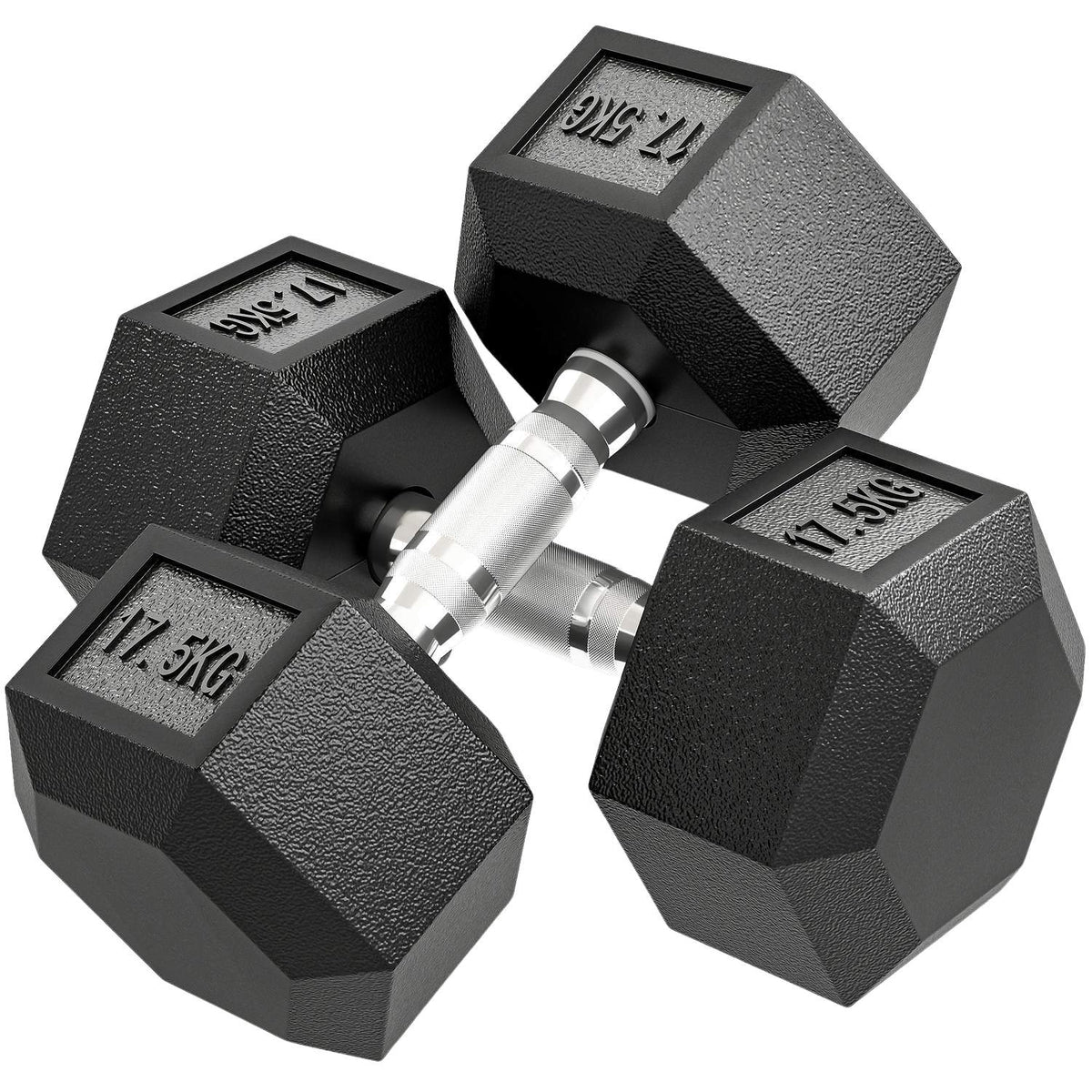 Dumbbell, 35 kg, Anti-Slip Grip, Black/Silver