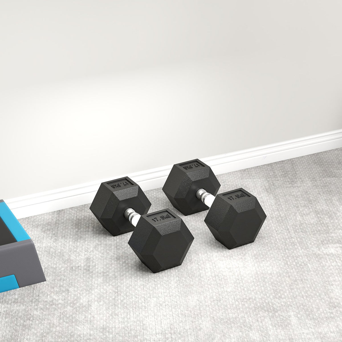 Dumbbell, 35 kg, Anti-Slip Grip, Black/Silver