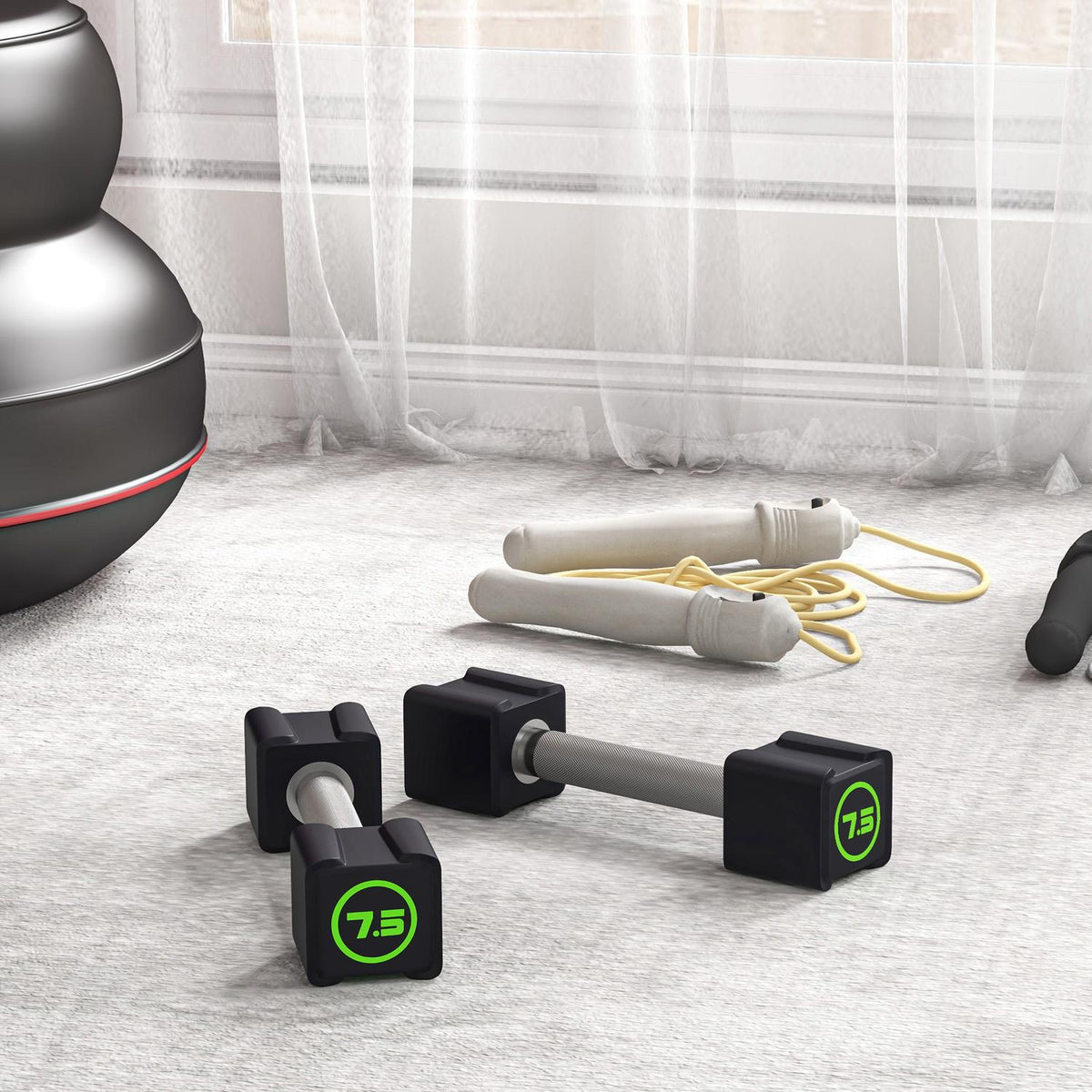 Dumbbell Set 15 Kg Non-Slip Metal Handles, Ideal For Intensive Weight & Strength Training, Cpu, Black