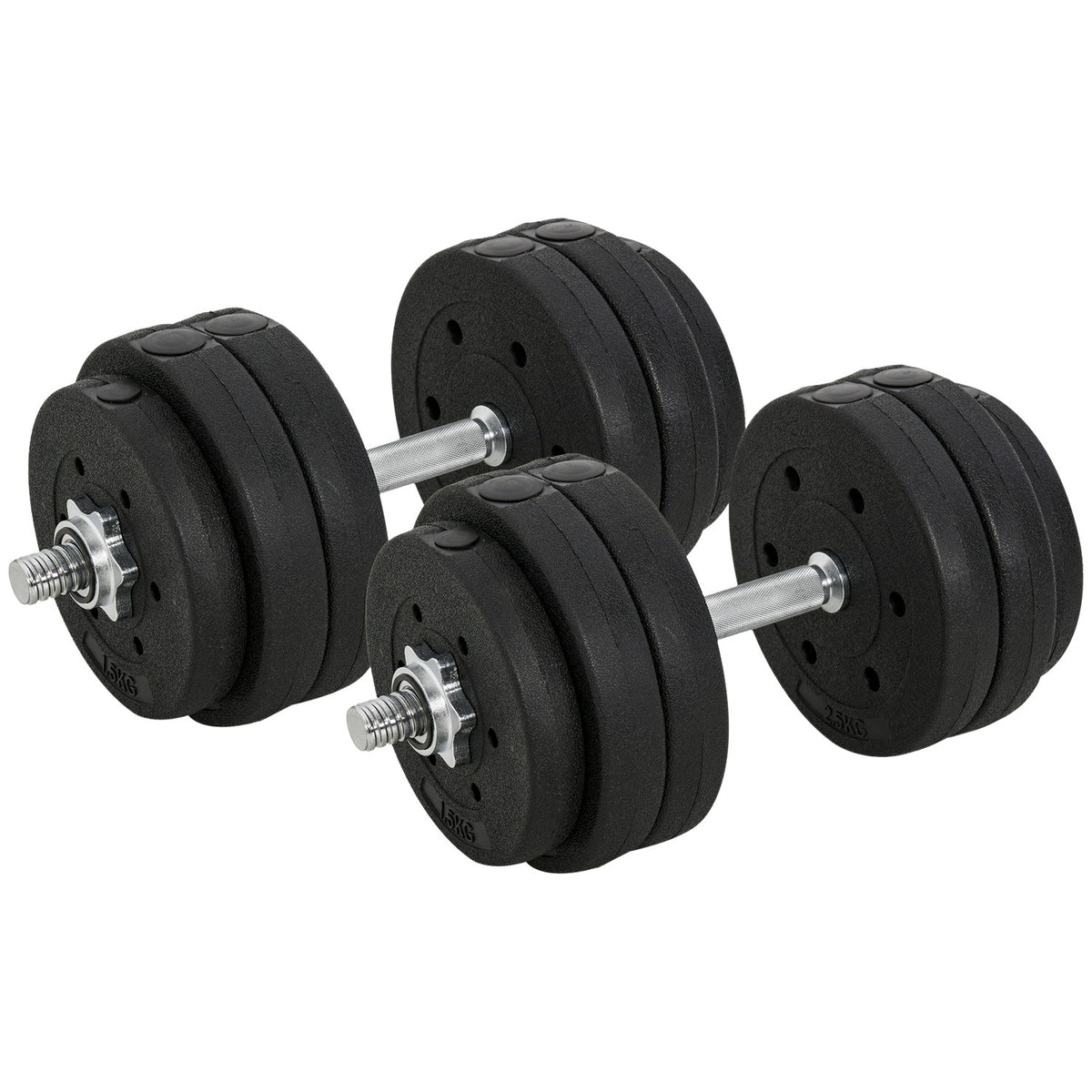 Dumbbell Set 30Kg Dumbbell Set With Weight Plates For Home Office Gym Steel Pu Black Strength Training
