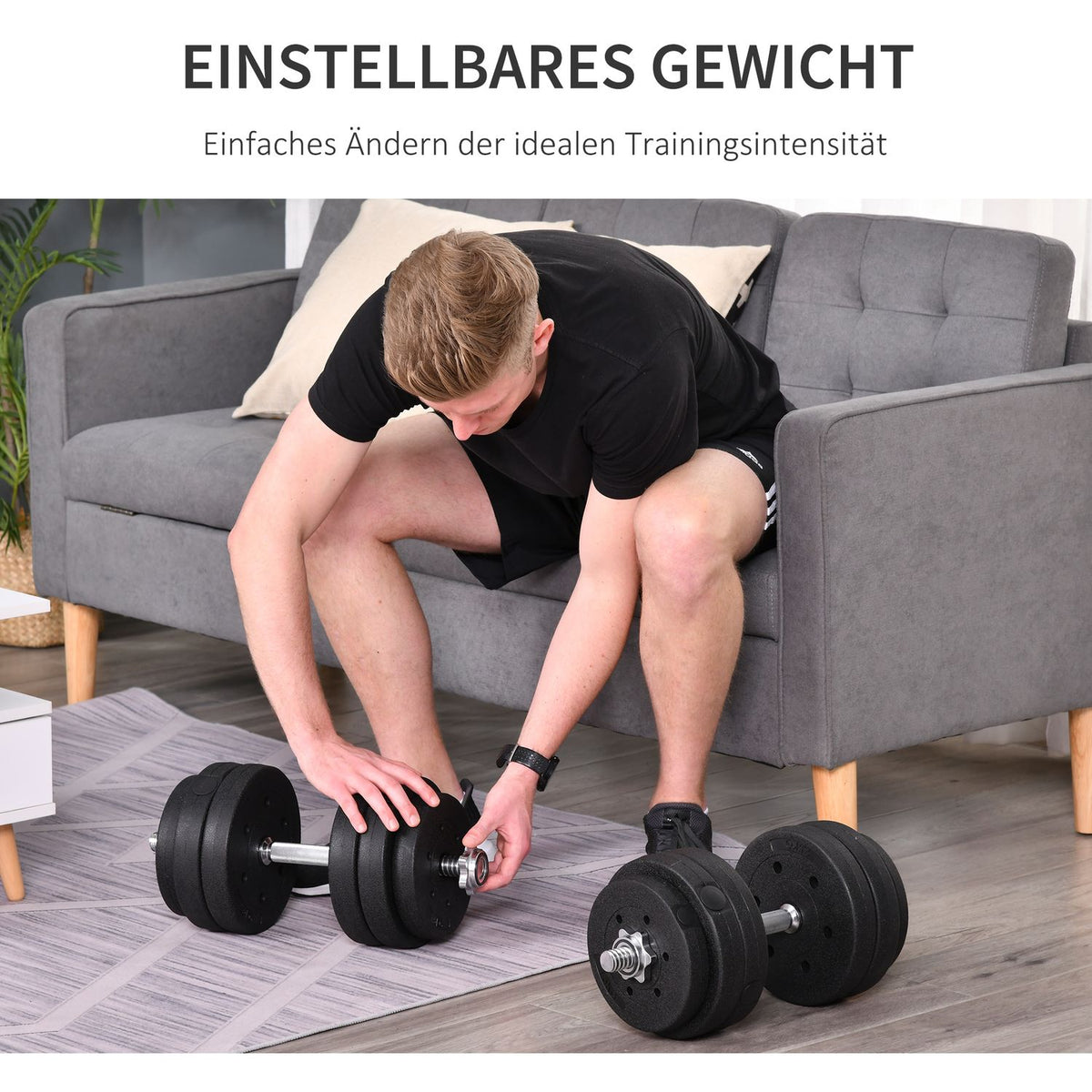 Dumbbell Set 30Kg Dumbbell Set With Weight Plates For Home Office Gym Steel Pu Black Strength Training