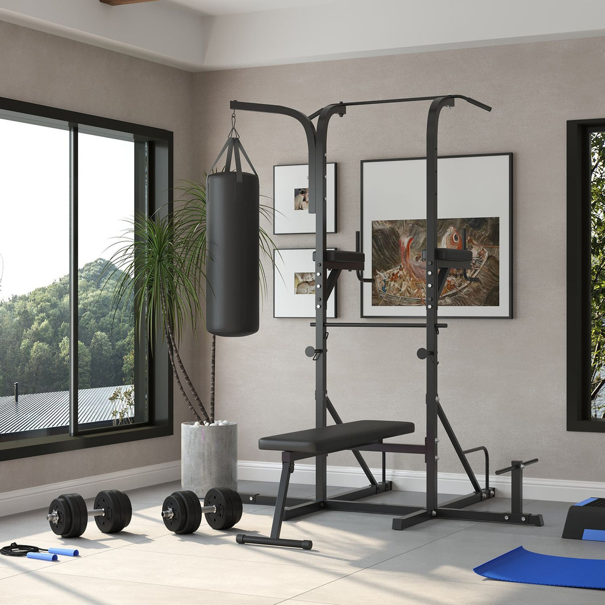 Dumbbell Set 30Kg Dumbbell Set With Weight Plates For Home Office Gym Steel Pu Black Strength Training