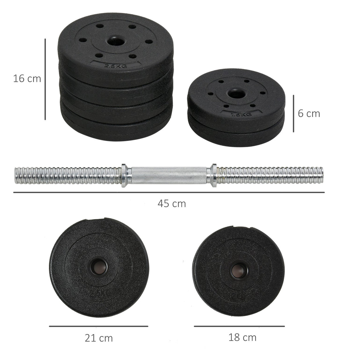 Dumbbell Set 30Kg Dumbbell Set With Weight Plates For Home Office Gym Steel Pu Black Strength Training