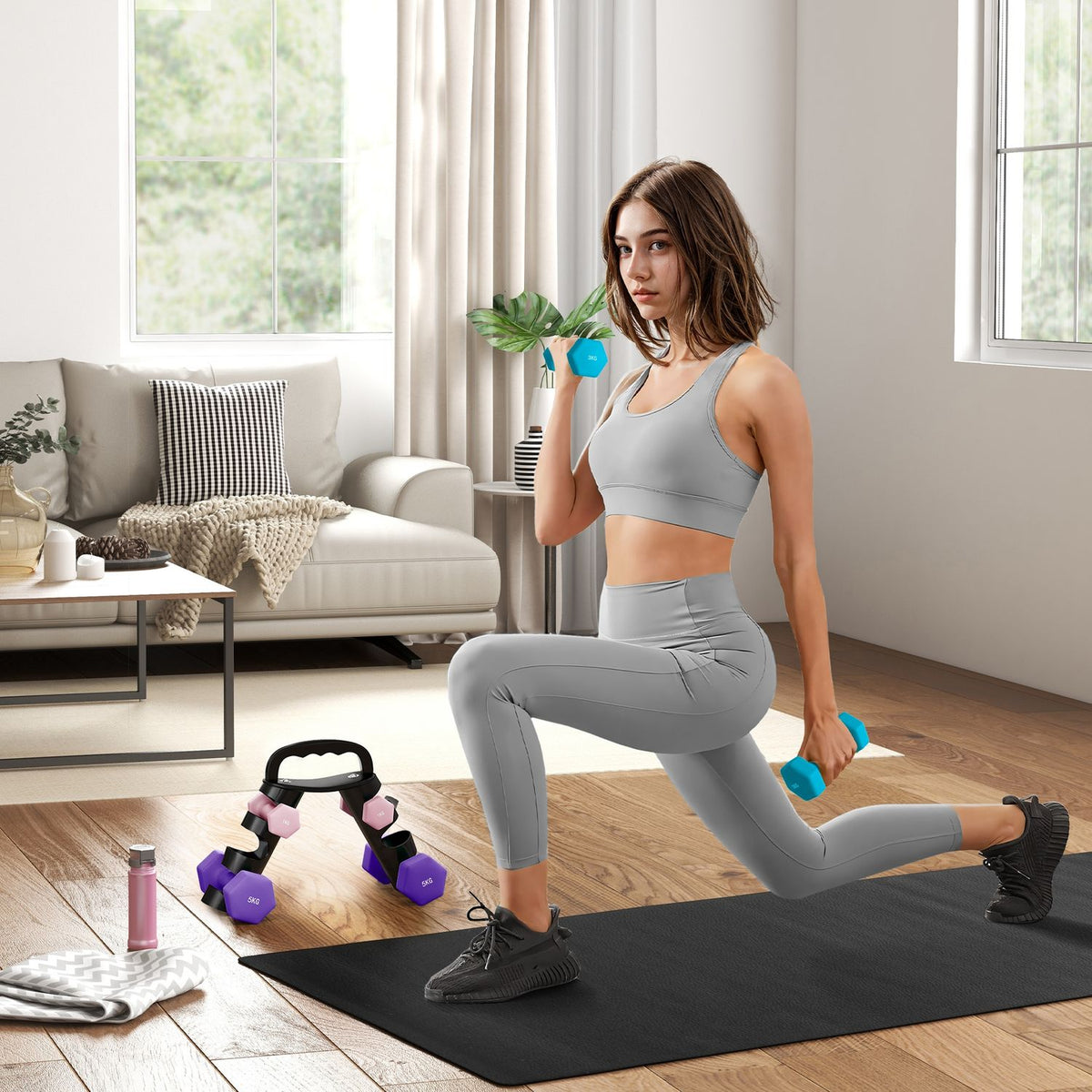 Dumbbell Set with Rack – 6 Weights: 2x1kg, 2x3kg, 2x5kg