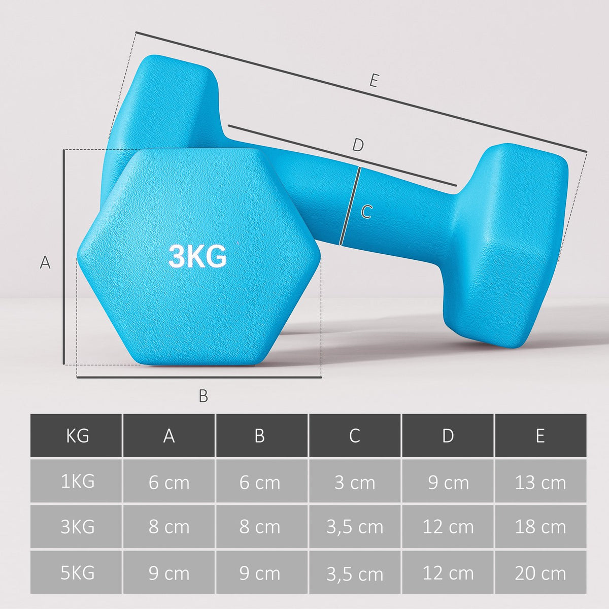 Dumbbell Set with Rack – 6 Weights: 2x1kg, 2x3kg, 2x5kg