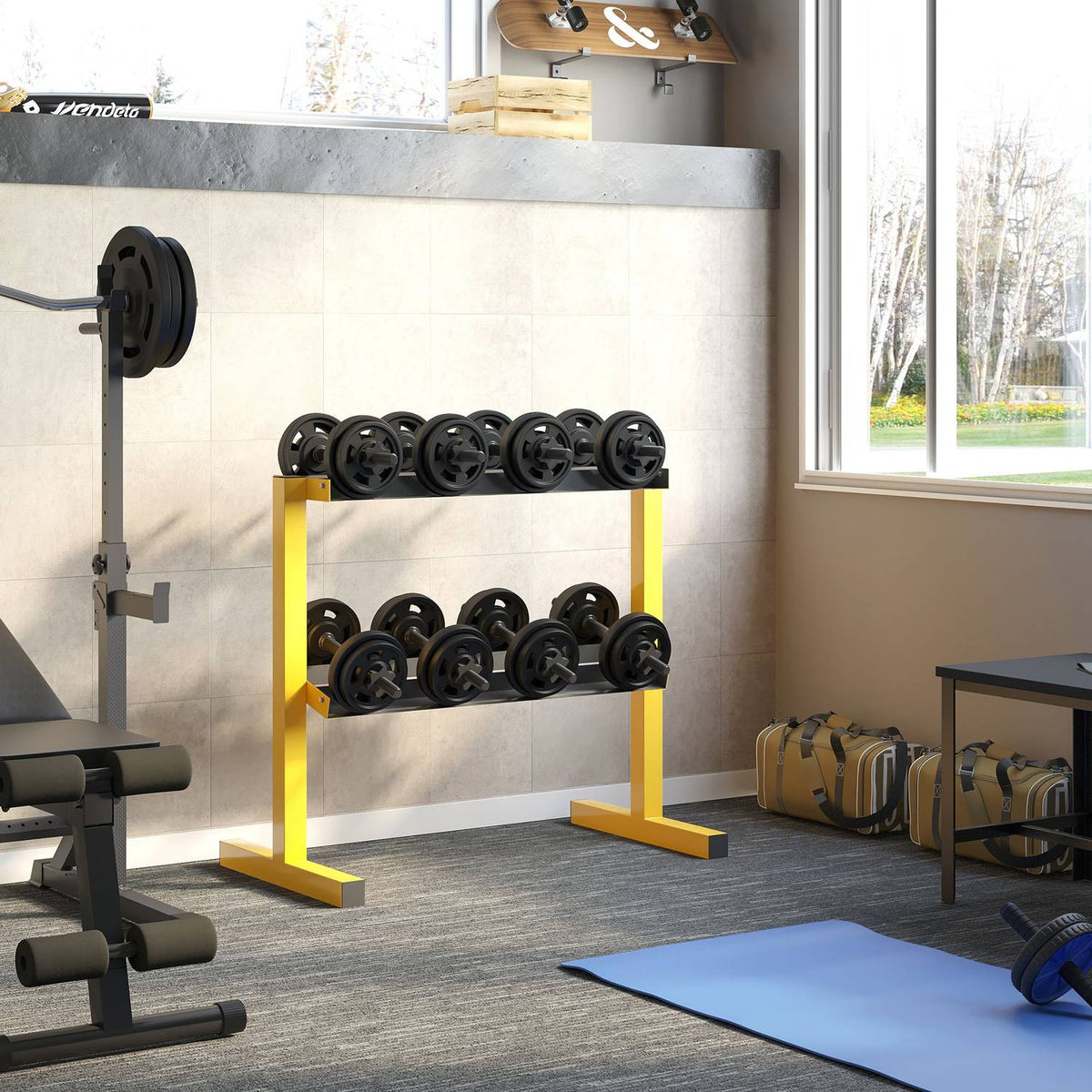 Dumbbell Stand, 2-Tier Dumbbell Rack, Dumbbell Rack Can Hold Up To 270 Kg, Weight Holder For Weight Lifting, Strength Training