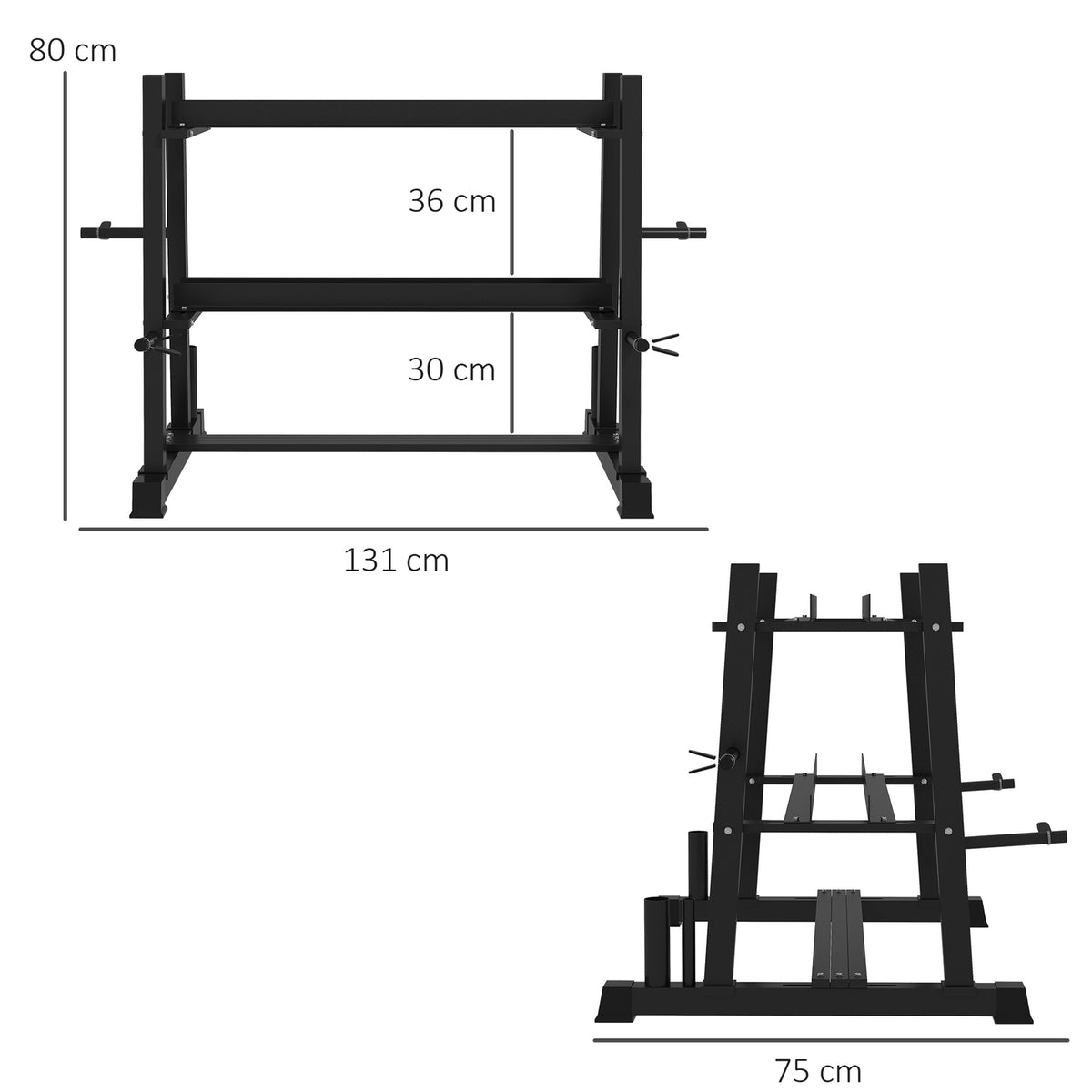 Dumbbell Stand 3 Levels Up To 200 Kg Steel Black 131X75X80 Cm