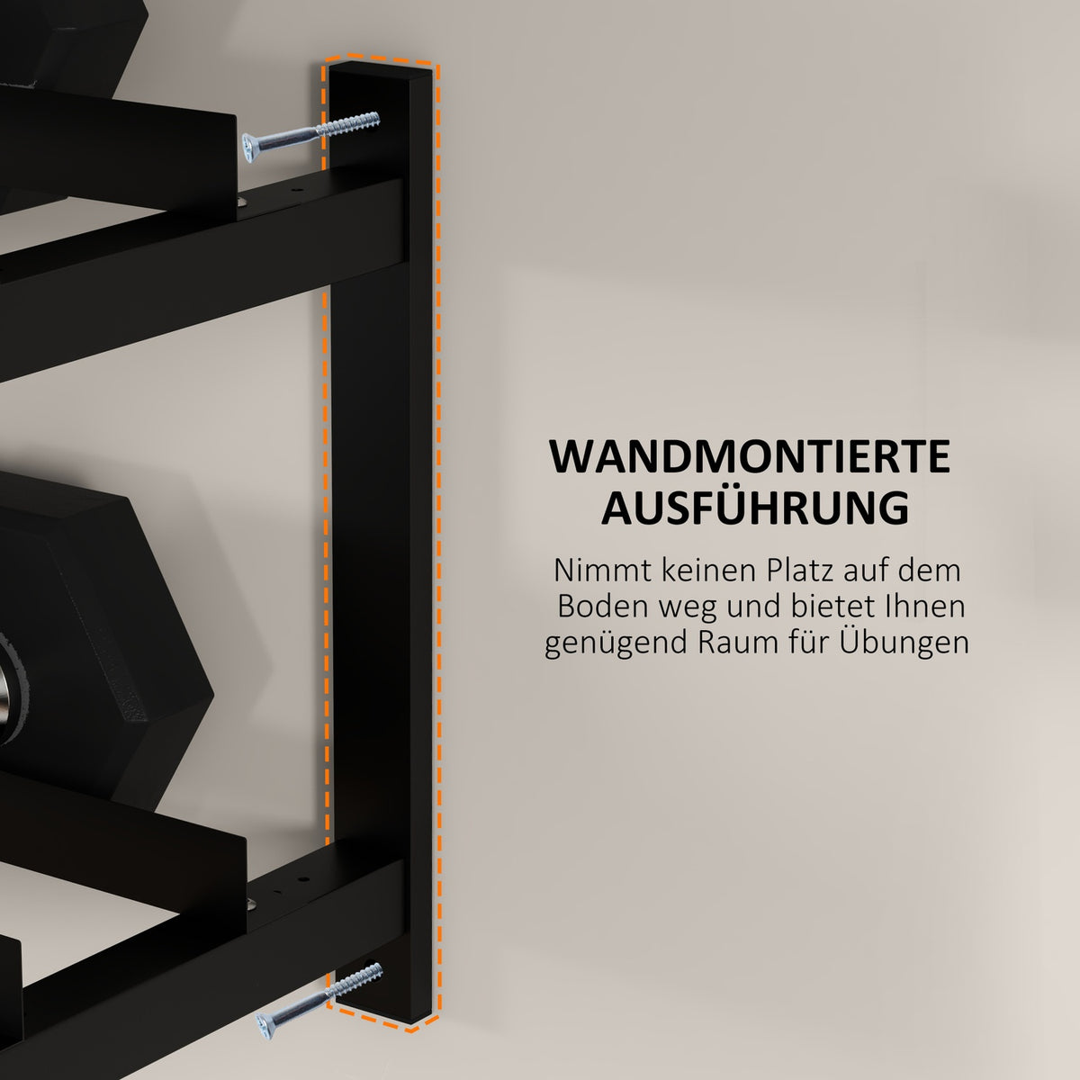Dumbbell Stand Wall Mount Dumbbell Stand With 2 Shelves, Up To 70 Kg, For Weight Holder & Kettlebell