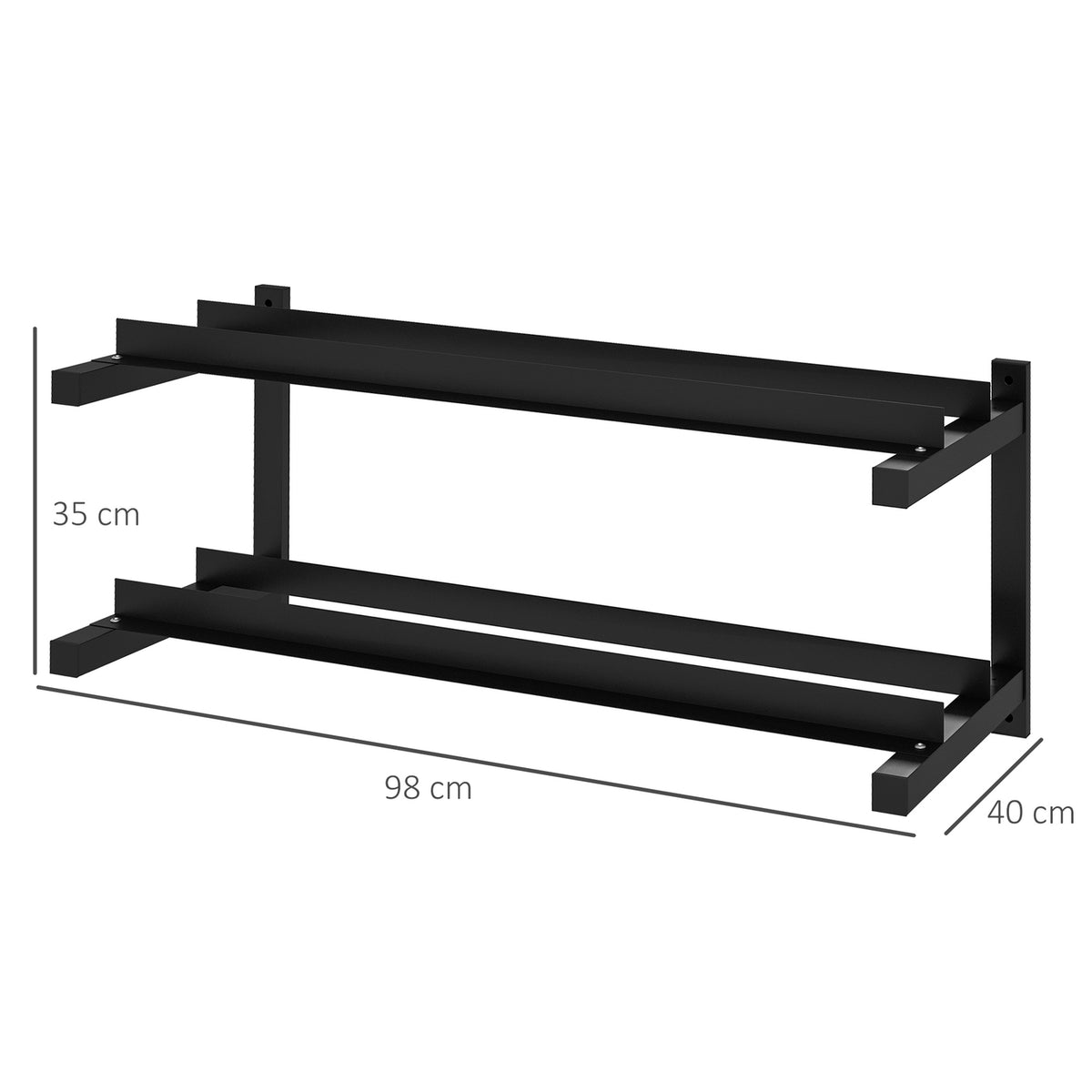 Dumbbell Stand Wall Mount Dumbbell Stand With 2 Shelves, Up To 70 Kg, For Weight Holder & Kettlebell