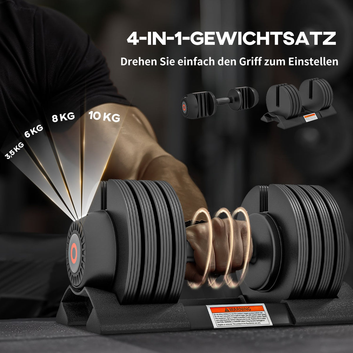 Dumbbells, 3.5/6/8/10kg Adjustable Dumbbell with Storage Compartment, Dumbbell with Non-Slip Handles, for Strength Training, Weight Training