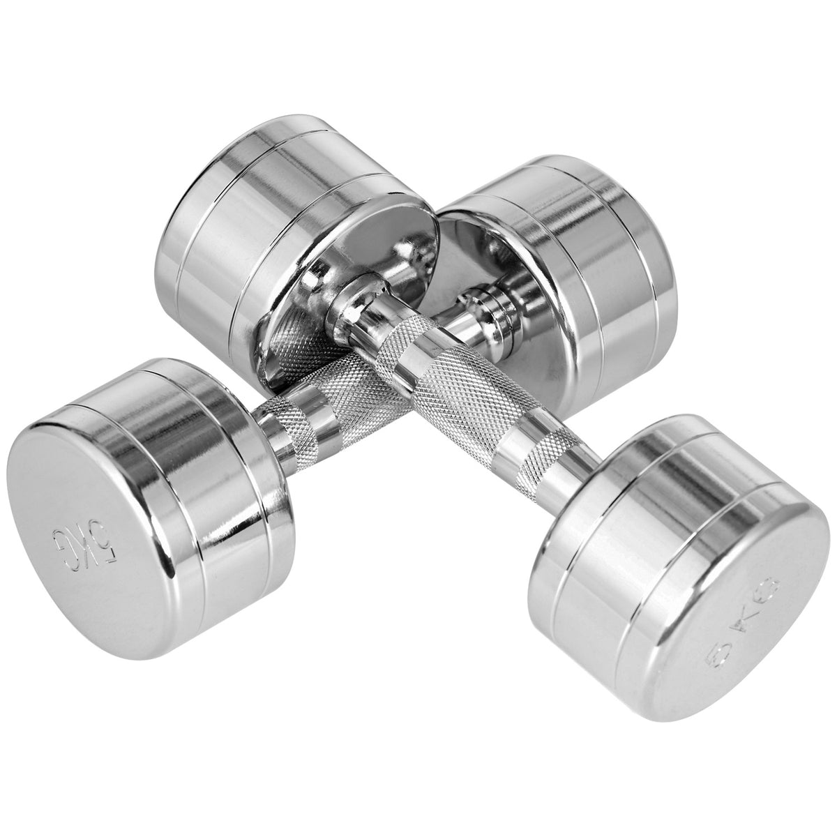 Dumbbells Set Of 2 2 X 5 Kg Metal Dumbbells With Knurled Handle, Non-Slip, Compact, Silver, 22.5X8X8 Cm