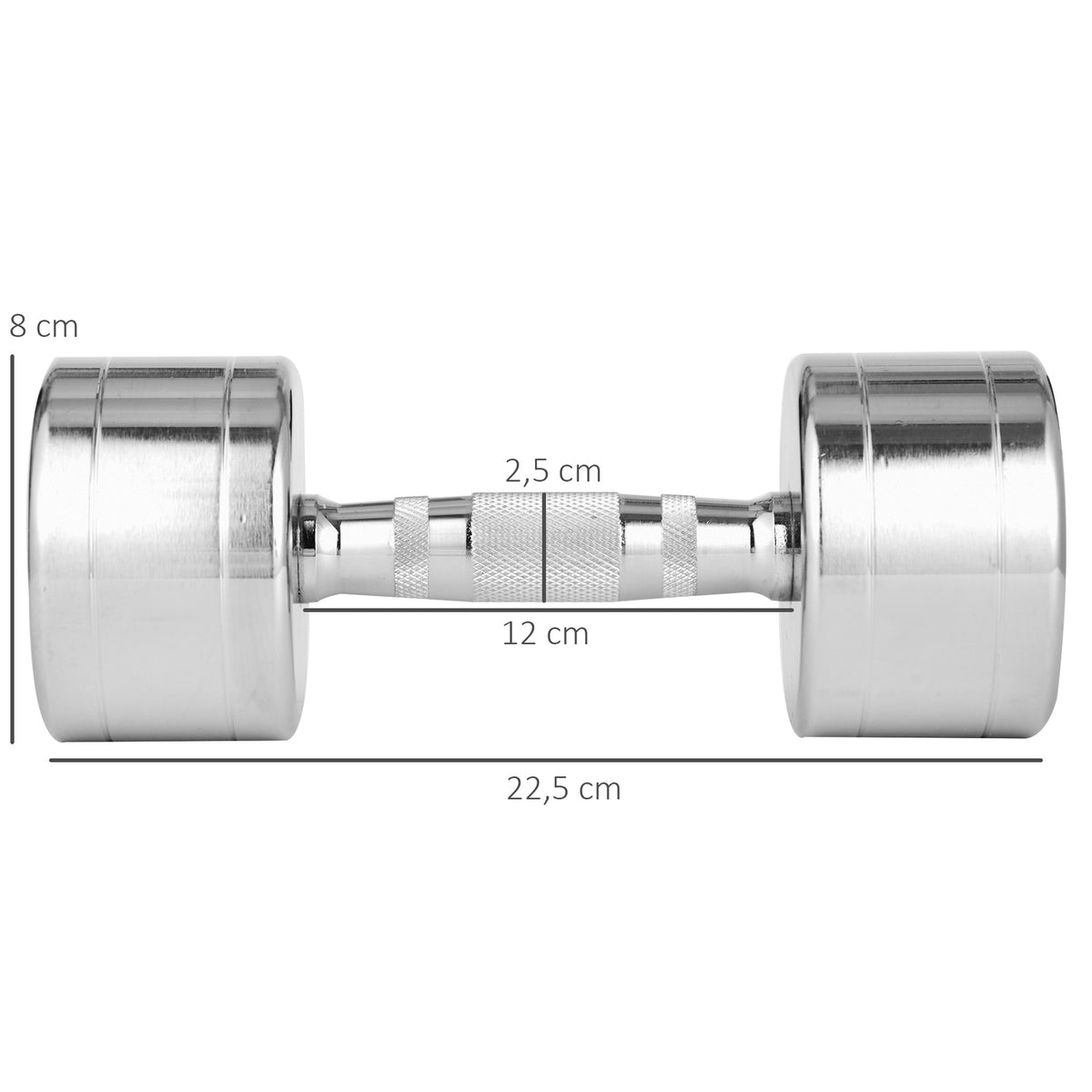 Dumbbells Set Of 2 2 X 5 Kg Metal Dumbbells With Knurled Handle, Non-Slip, Compact, Silver, 22.5X8X8 Cm