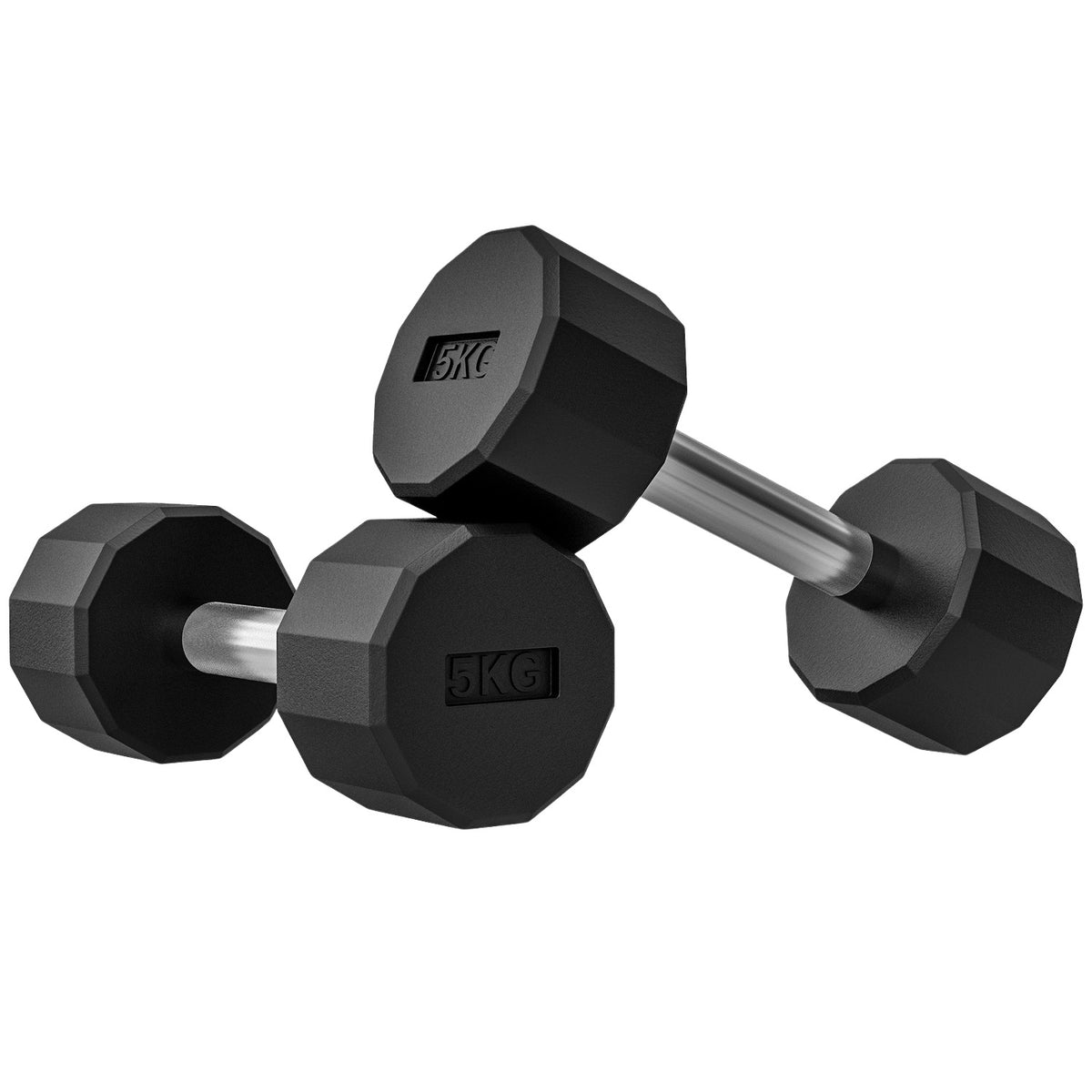 Dumbbell set 10 kg, metal dumbbell set, set of 2 non-slip dumbbells, for strength training and fitness, black