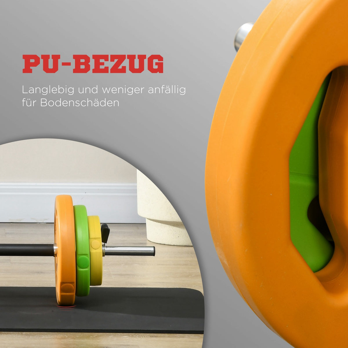 Dumbbell set 20 kg cast iron dumbbell set with connecting tube, non-slip handle, multi-colored