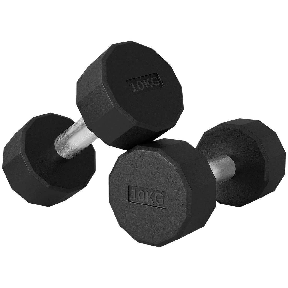 Dumbbell set 20 kg, metal dumbbell set, set of 2 non-slip dumbbells, for strength training and fitness, black