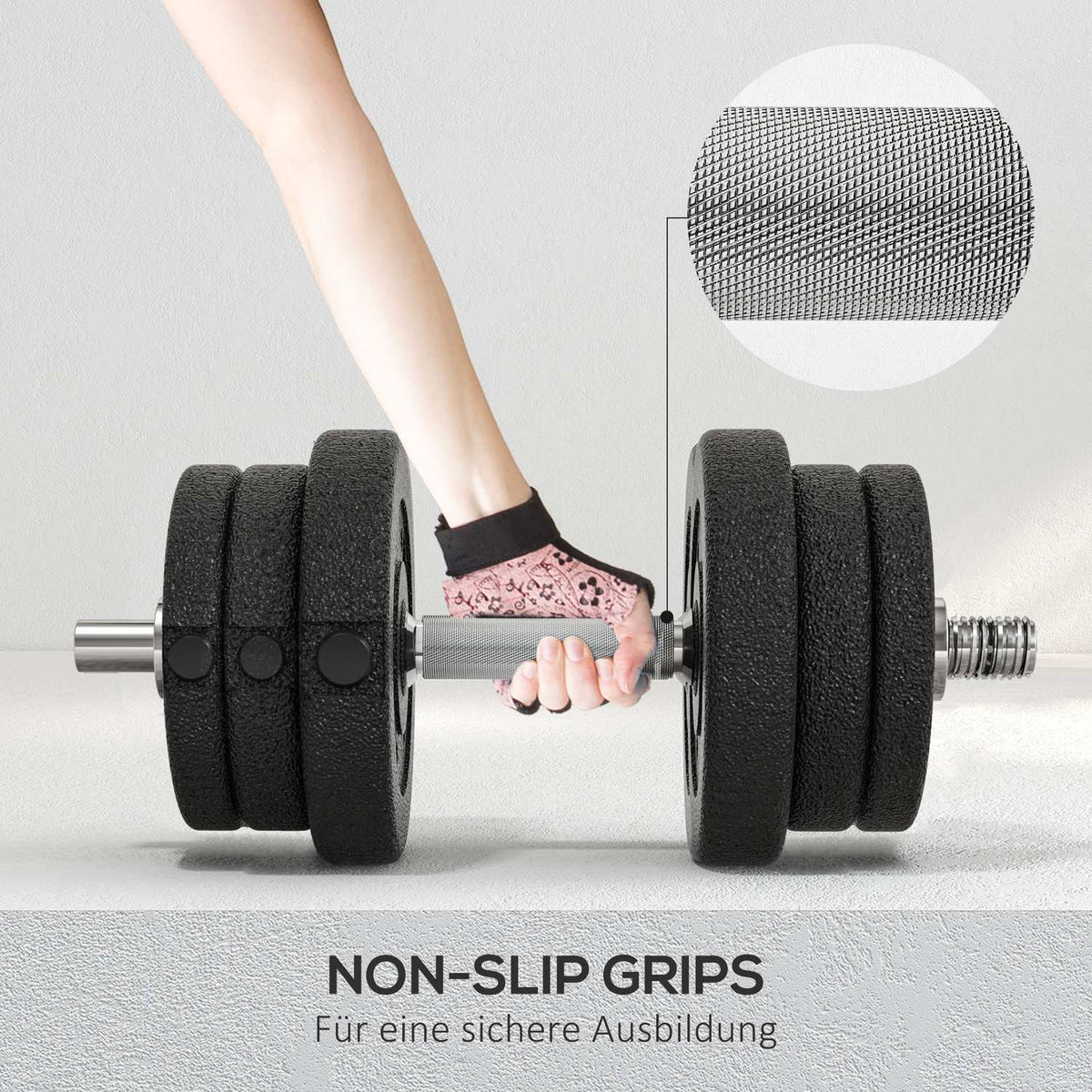 Dumbbell set 25KG dumbbell set with weight plates for home office gym steel imitation leather black