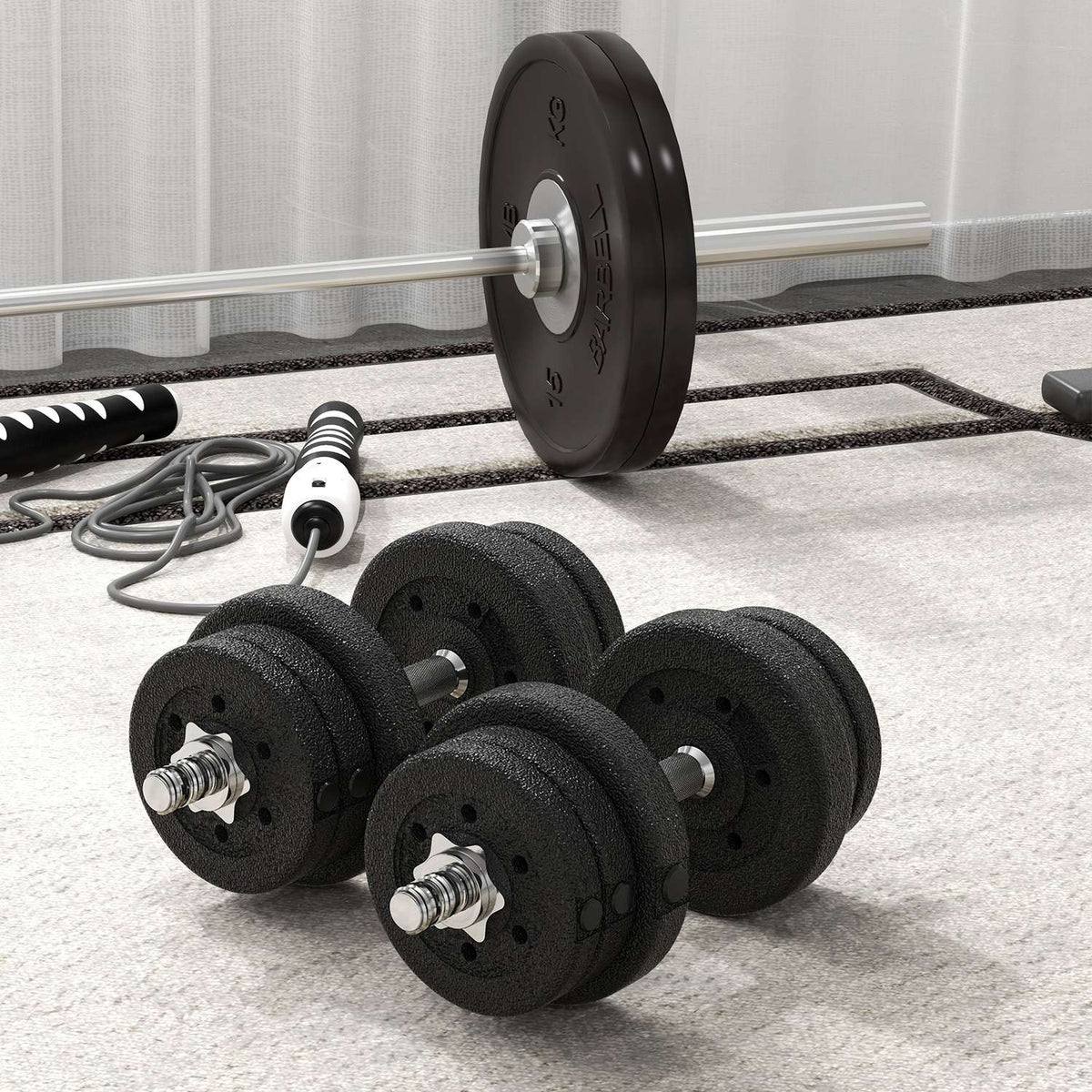 Dumbbell set 25KG dumbbell set with weight plates for home office gym steel imitation leather black