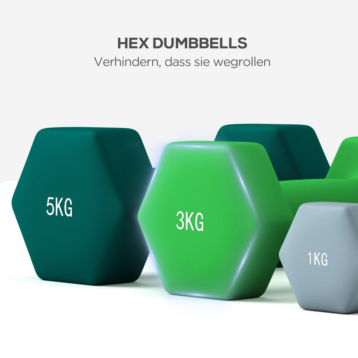 Dumbbell set 6 dumbbells with dumbbell stand, 2 x 1kg, 2 x 3kg, 2 x 5kg metal dumbbell set for fitness, gymnastics, home