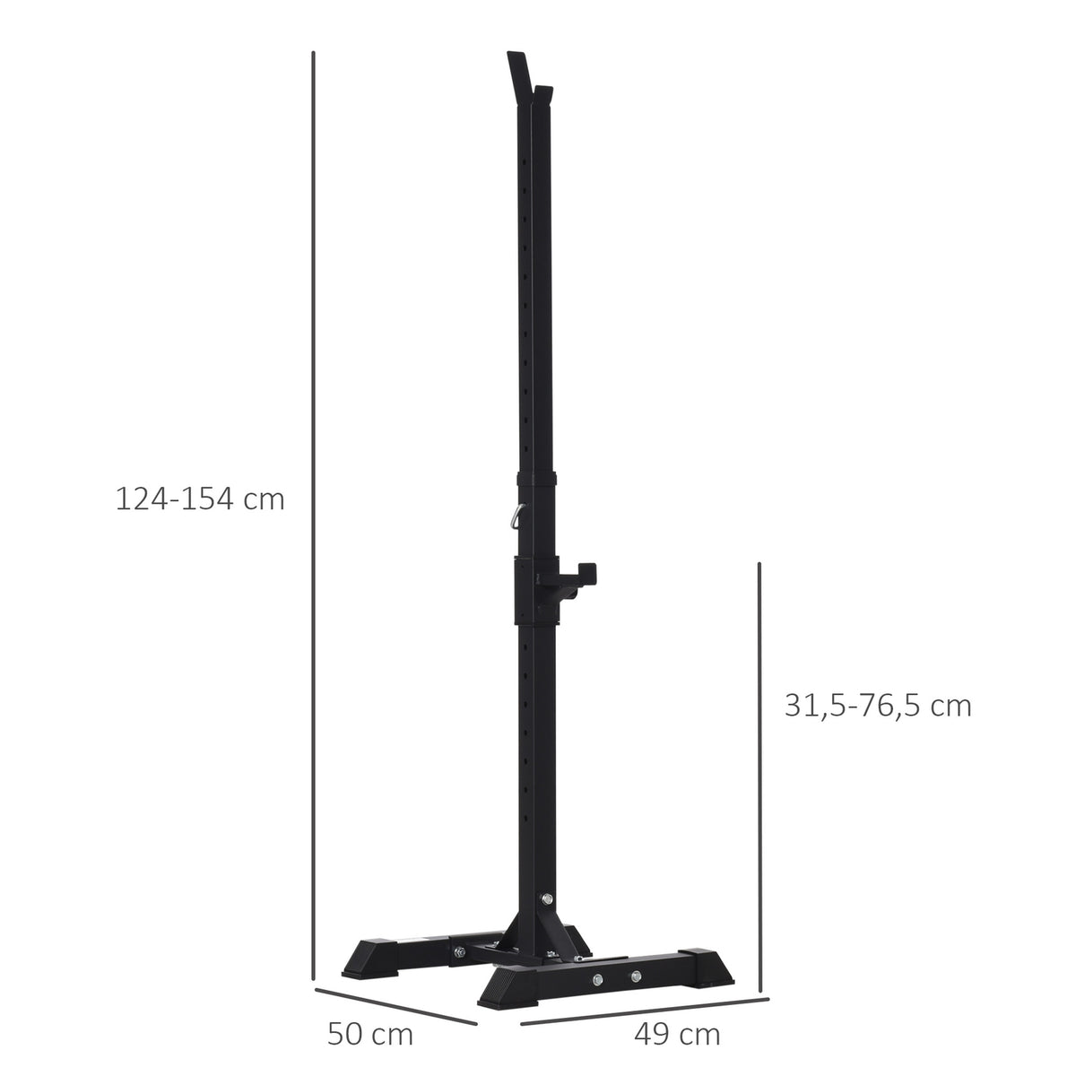 Dumbbell stand, set of 2, barbell rack, height-adjustable dumbbell rack, barbell with rubber foot caps, 105-160 cm, strength training, up to 150 kg, steel