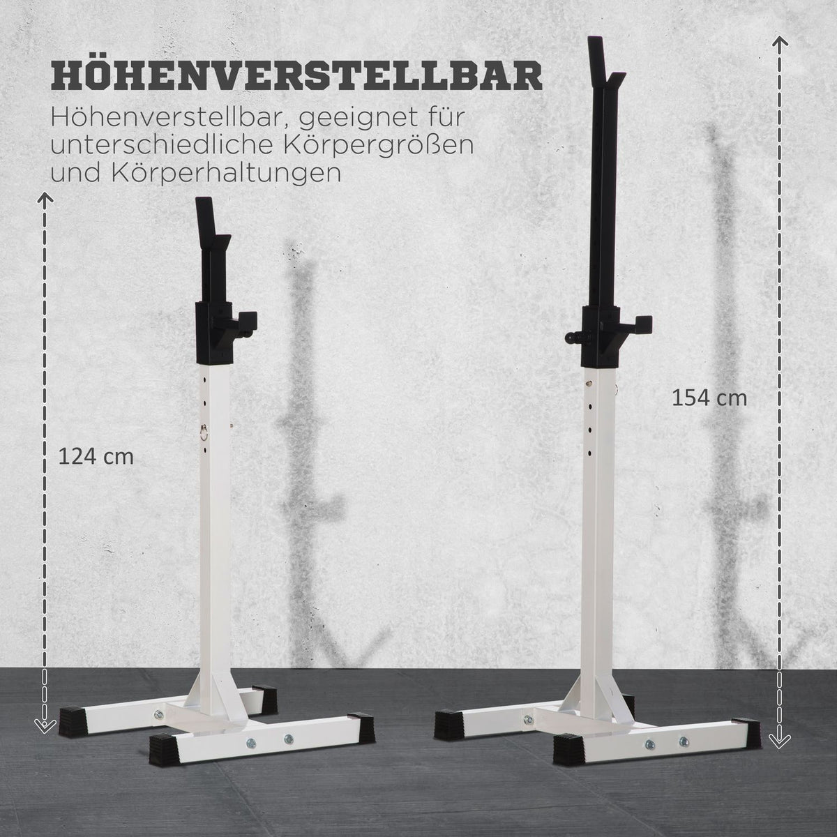 Dumbbell stand, set of 2, barbell rack, height-adjustable dumbbell rack with rubber foot caps, 105-160 cm, strength training, up to 150 kg