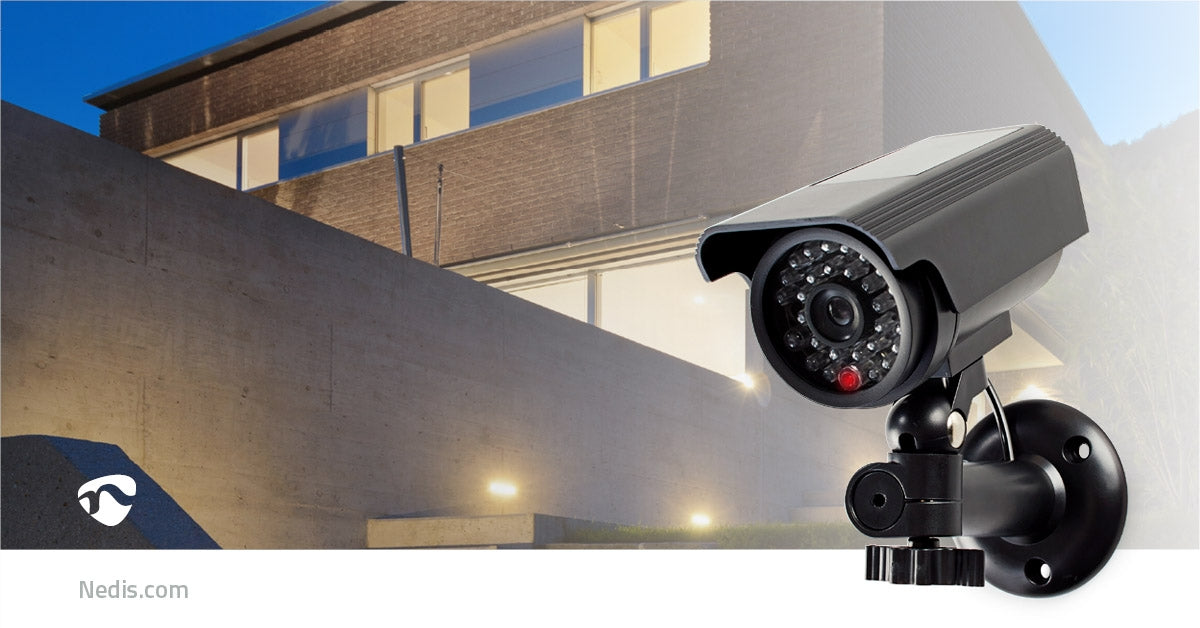 Dummy Security Camera | Bullet | IP44 | Battery Powered / Solar Powered | Outdoors | Including wall bracket | Black