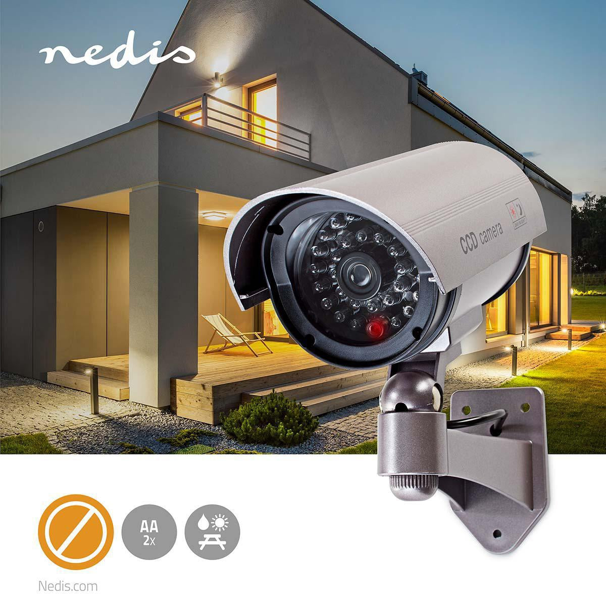 Dummy Security Camera | Bullet | IP44 | Battery powered | Outdoors | Including wall bracket | Gray