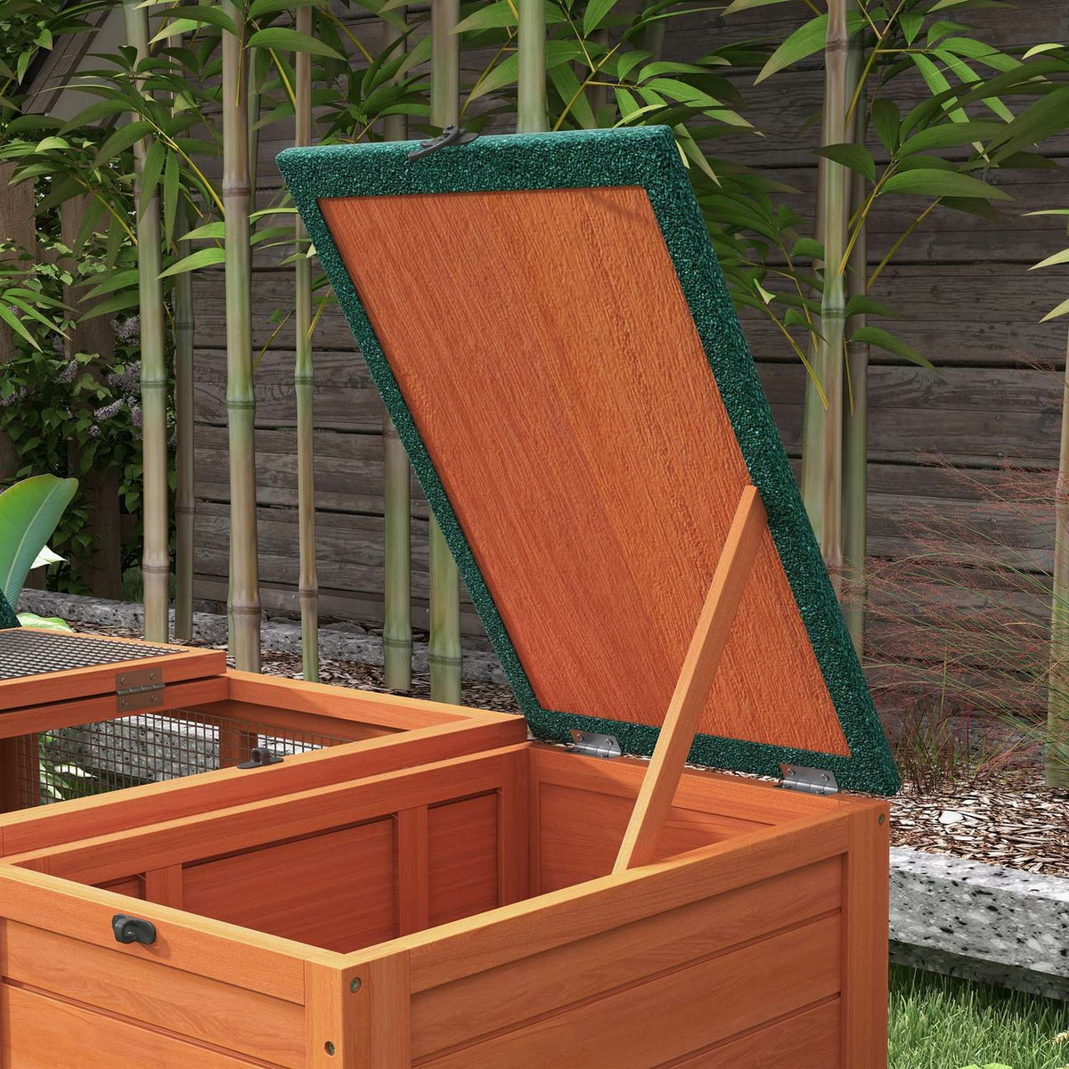 Dwarf Rabbit Hutch Wooden Small Animal House With 2 Hutches & Run, Weatherproof, For Outdoor & Indoor, 140X60X50Cm, Orange