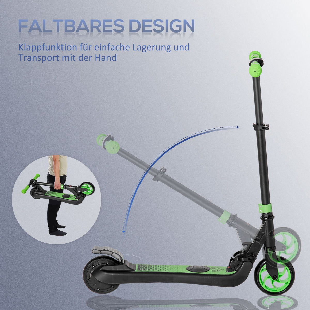 E-Scooter Electric Scooter 120W Motor 6 km Range max. 8 km/h Electric Scooter from 6 years Green+White